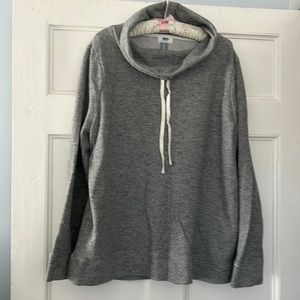 Old navy tunic sweatshirt for women, gray, XL. Roll neck with string.